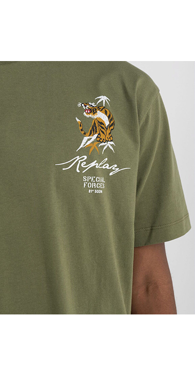 コットンジャージー タイガーグラフィックプリントTシャツ 詳細画像